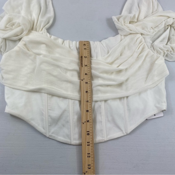 Parthea Off Shoulder High-low Hem Ruched Mesh Corset Top Blouse Sz XXL - Picture 13 of 15